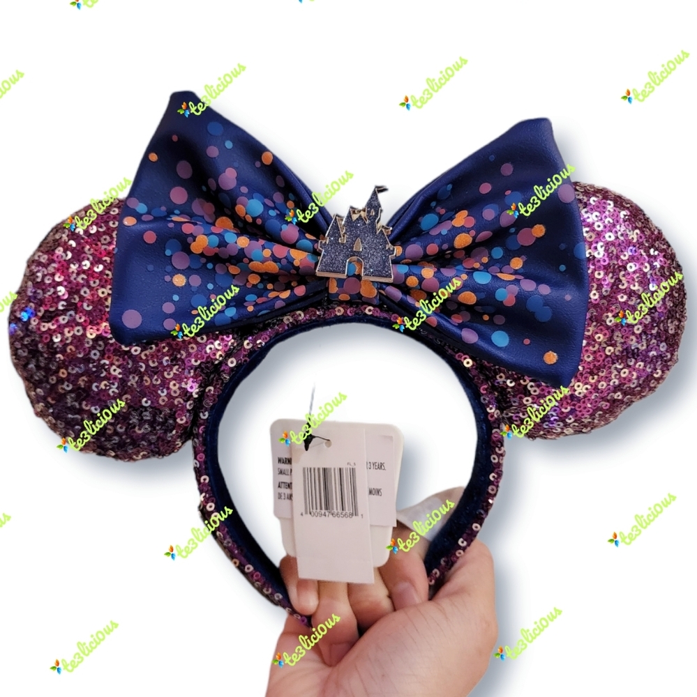 DISNEY PARIS 30th ANNIVERSARY PURPLE SEQUIN SPARKLE EARS HEADBAND